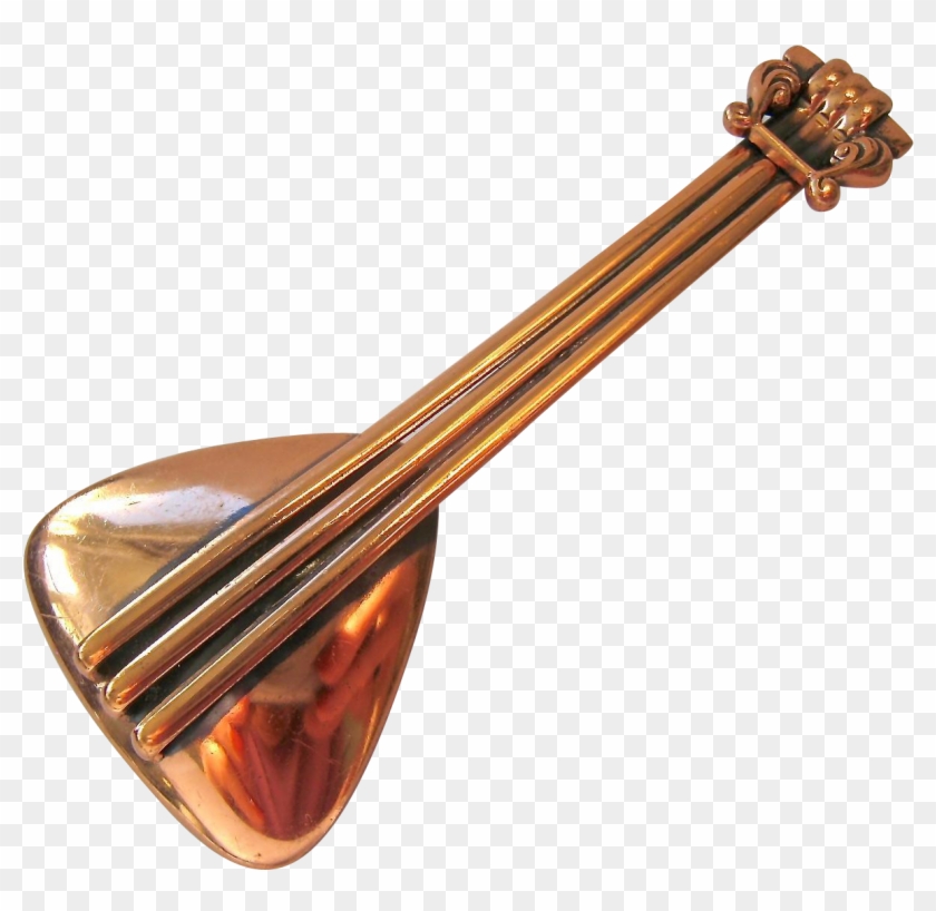 Renoir Copper Brooch Lute Mandolin Balalaika Musical - Body Jewelry #1225454