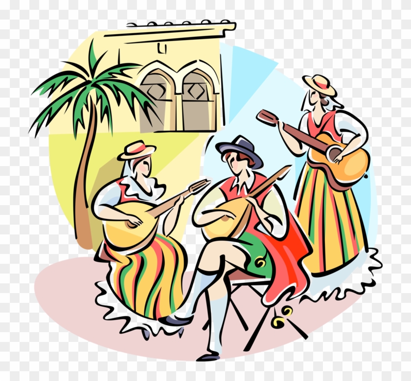 Vector Illustration Of Spanish Musicians Play Bandurria, - Vector Illustration Of Spanish Musicians Play Bandurria, #1225462