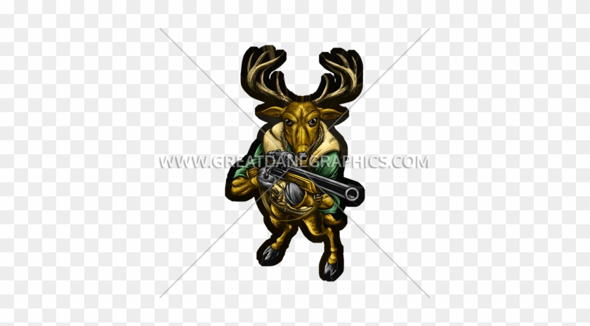 Deer With Rifle - Illustration #1225556