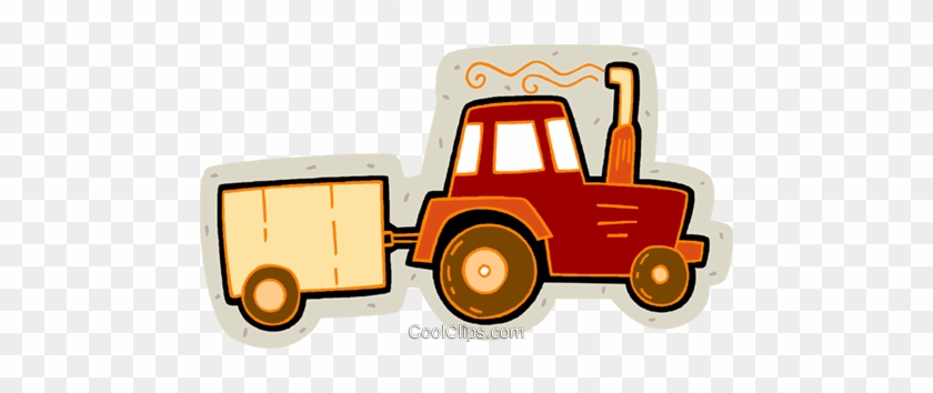 Tractor With Trailer Royalty Free Vector Clip Art Illustration - Cartoon Tractor And Trailer #1225700