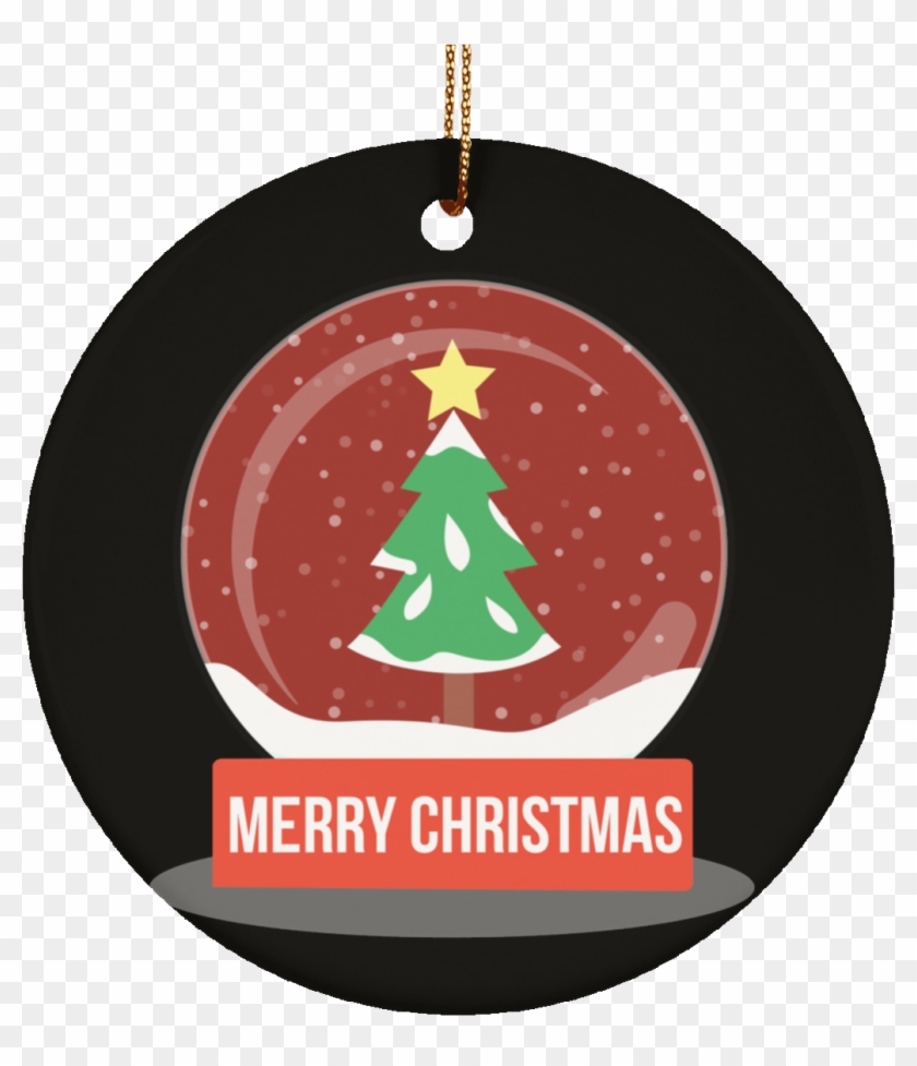 Merry Christmas Globe Ceramic Circle Ornament - Art Print: Grey's Mass Christmas, 13x13in. #1225713