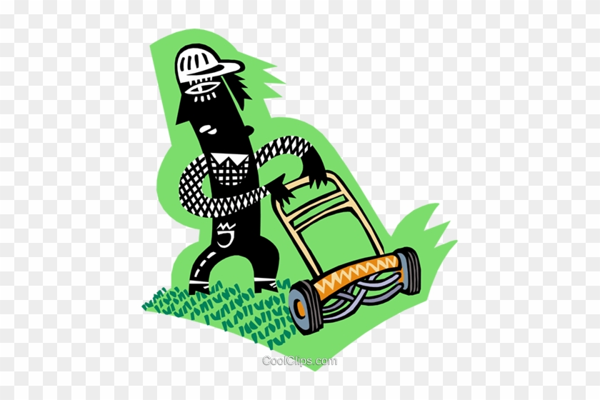 Yard Worker Royalty Free Vector Clip Art Illustration - Cutting Grass Cartoon #1225721