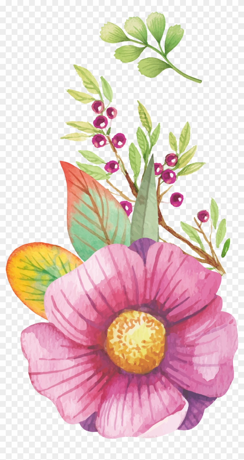 Watercolour Flowers Watercolor Painting Clip Art - Watercolor Floral Clip Art #1225785