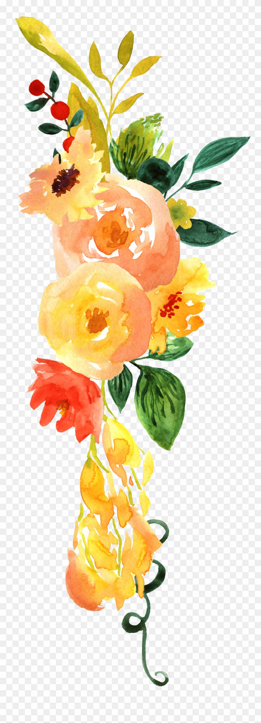 Floral Design Watercolor Painting Flower - Watercolor Painting #1225853