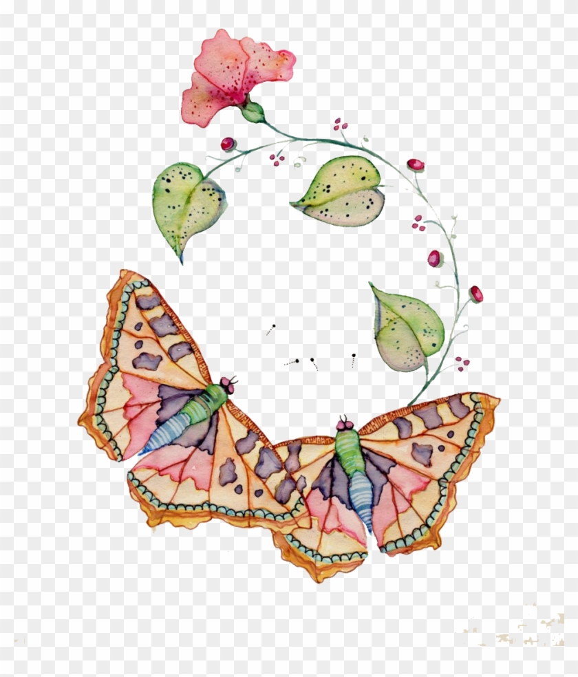 Seascapes Watercolor Painting Work Of Art Printmaking - Detail Butterfly #1225872