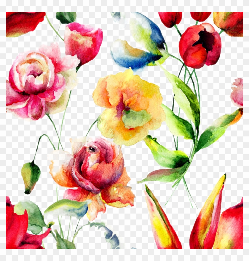 Flower Watercolor Painting Floral Design Petal Pattern - Perfect International Wild Flowers 3" Giclee Print #1225906