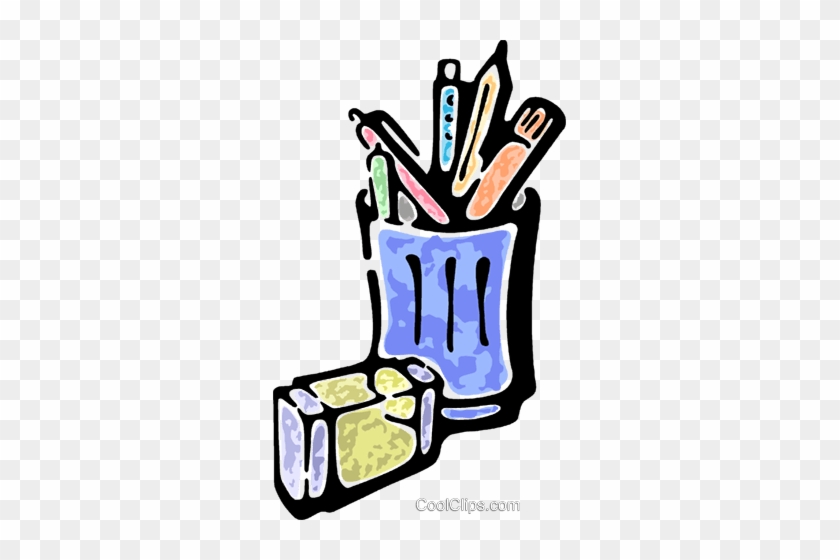Jar Of Assorted Pens And An Eraser Royalty Free Vector - Jar Of Assorted Pens And An Eraser Royalty Free Vector #1226082