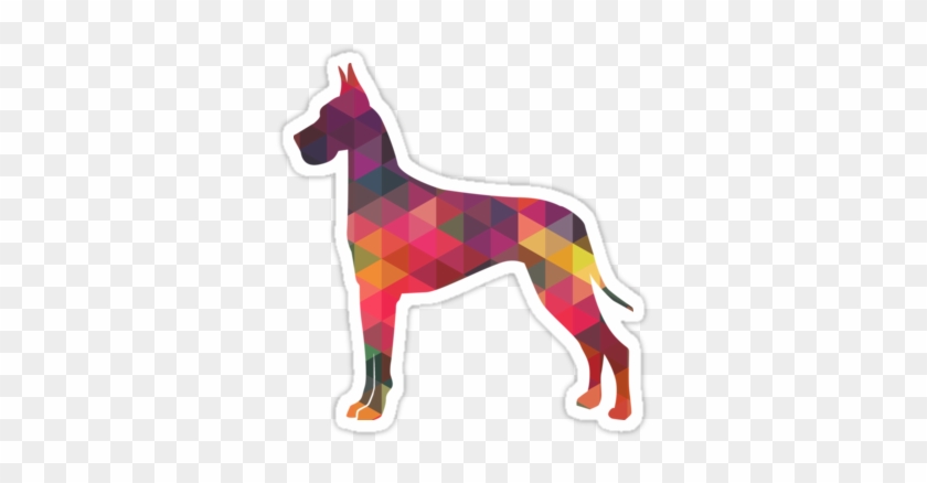 Great Dane Colorful Geometric Pattern Silhouette By - Great Dane #1226233