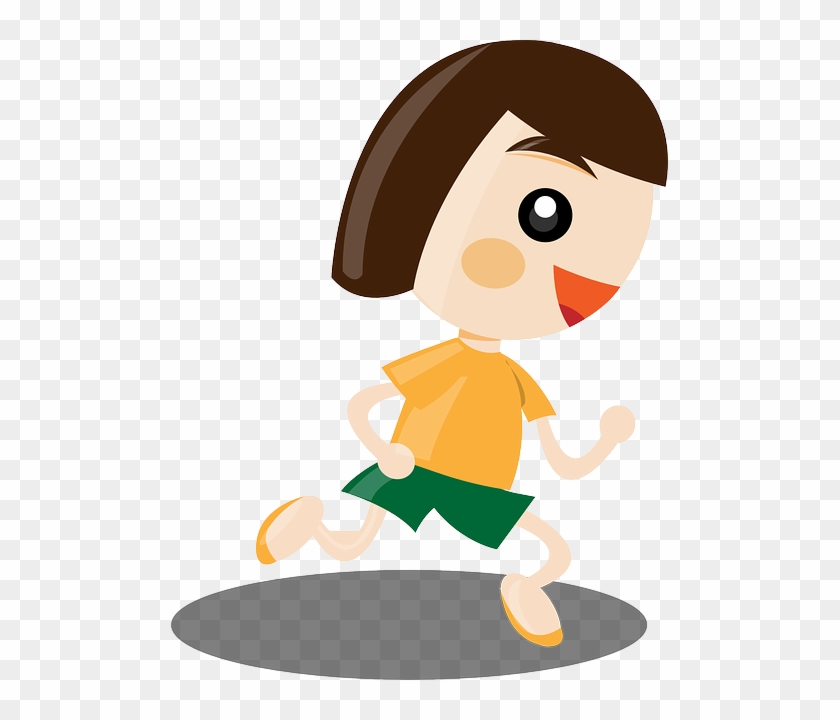 Run Running, Jogging, Sports, Girl, Happy, People, - Cartoon Girl Running Png #1226267