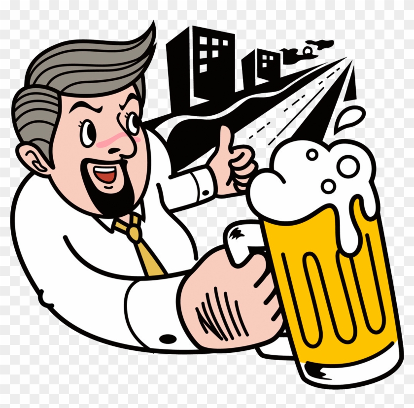 Beer Drinking Cartoon Ilration Hold A Large Please - Illustration #1226533