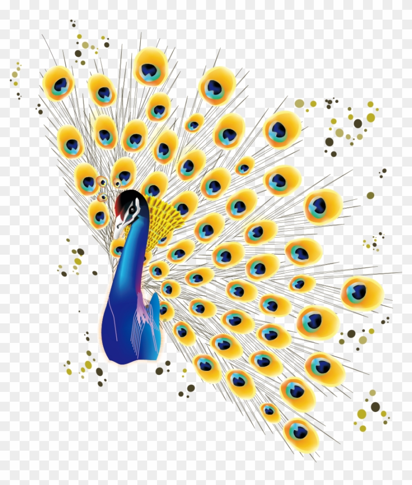 Bird Peafowl Cartoon - Vogelpfau Mit Buntem Federn Geschirrtuch #1226545
