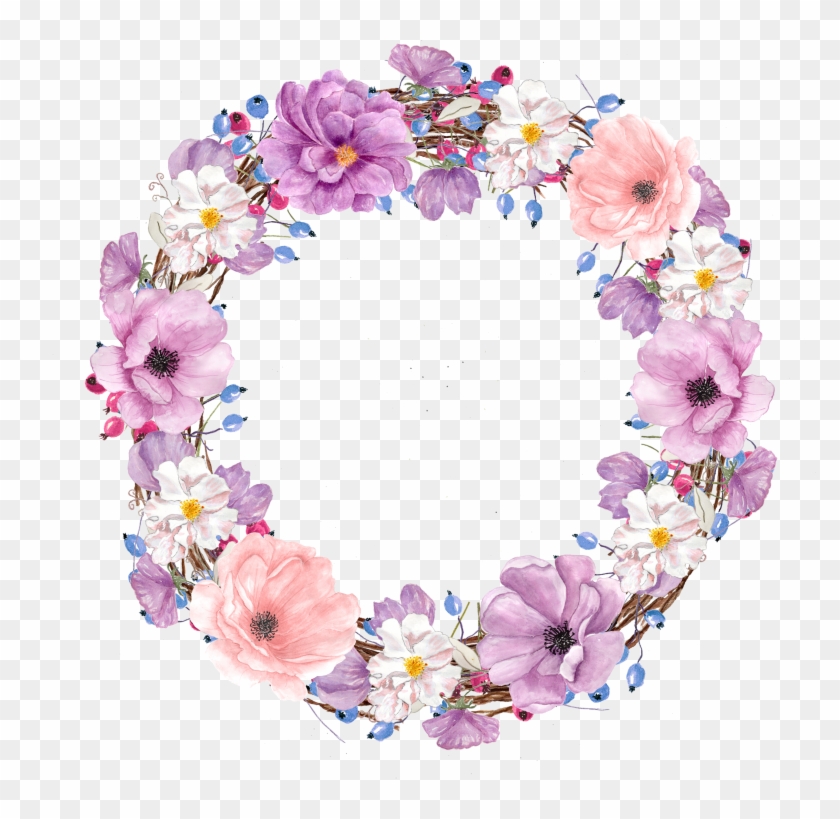 Floral Design Watercolor Painting Flower Clip Art - Purple Watercolor Wreath Png #1226629