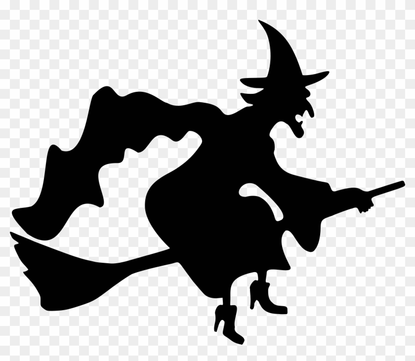 Witch Flying Silhouette Free Halloween Vector Clipart - Witch On A Broom #196962