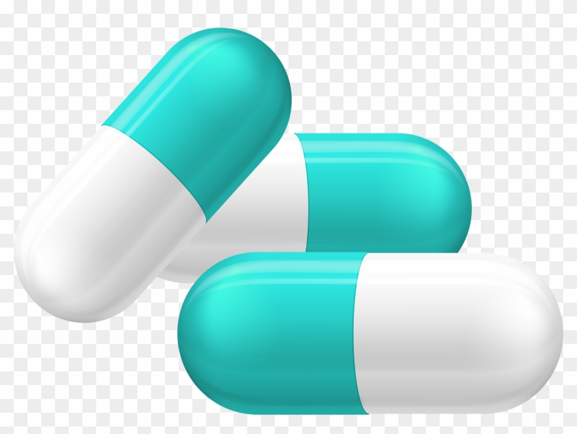 White And Blue Pill Capsules Png Clipart - Transparent Pill Clipart #197175