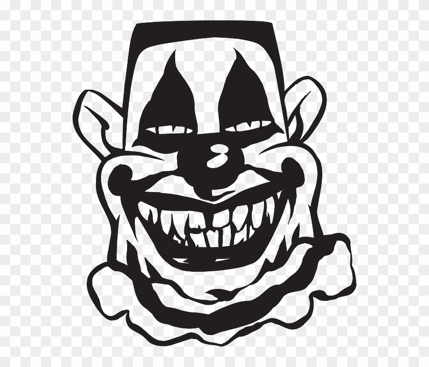Scary Clown, Circus, Smile, Entertainment, Creepy, - Scary Clown Clipart Black And White #198209