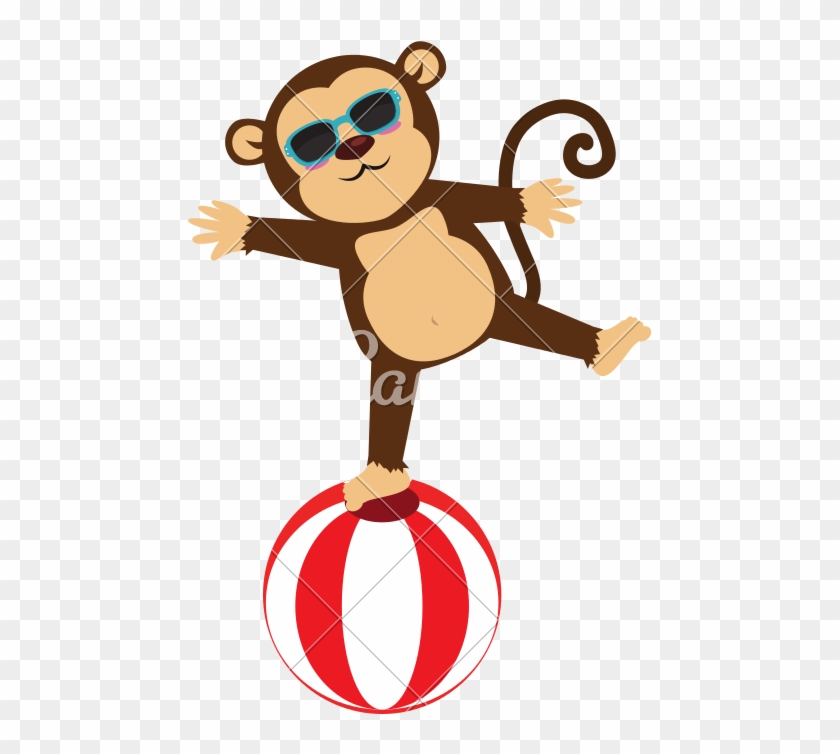 Circus Monkey Cartoon Icon Vector Illustration - Mono Circo #198497