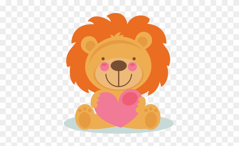 Cute Valentine Lion Scrapbook Cuts Svg Cutting Files - Cute Valentines Day Cartoon Animals #198708