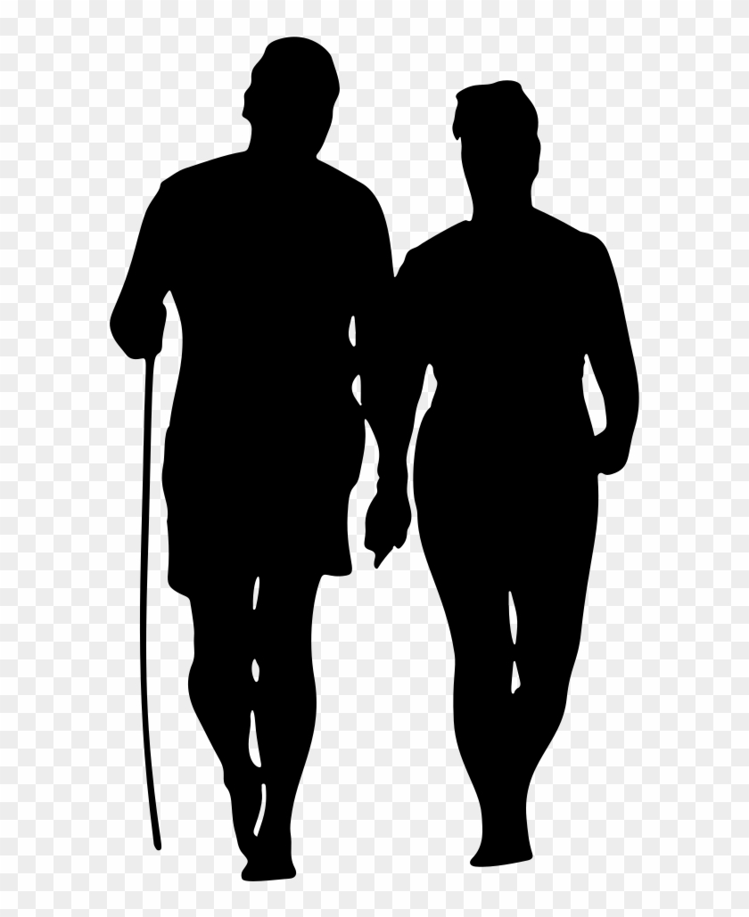 Couple Walking On Beach Silhouette - People Walking Silhouette Png #198832