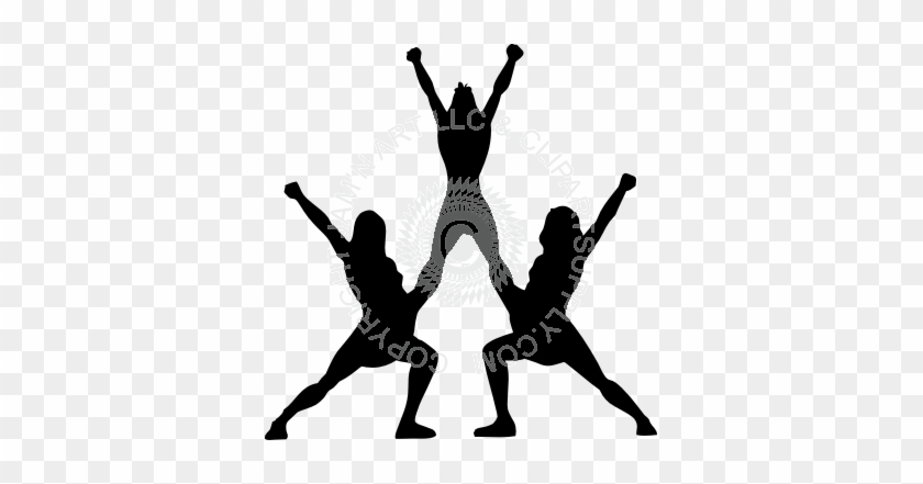 Dance Cheerleader Clipart - Cheerleading Stunt Silhouette #198861