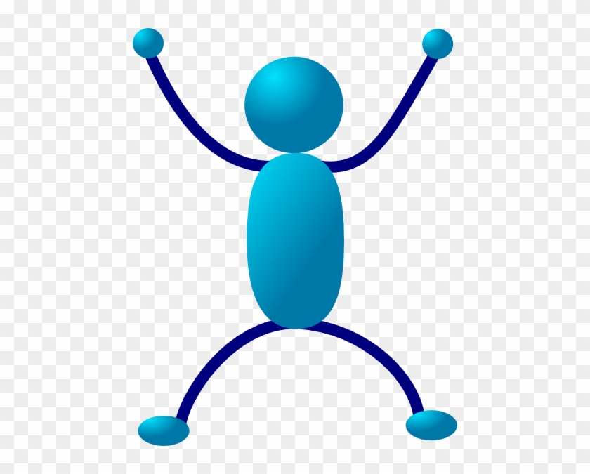 Hands Lifted Up Clipart - Blue Stick Man #198963