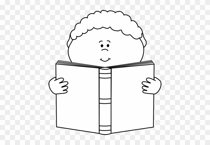 Black And White Little Boy Reading A Book Clip Art - Read Clipart Black And White #199244