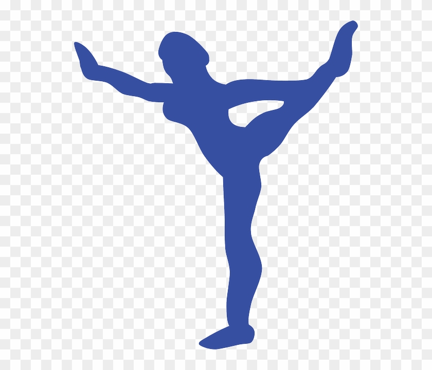 Gymnast Blue, Silhouette, Girl, Person, Cartoon, Free, - Gymnastics Clipart Blue #199582
