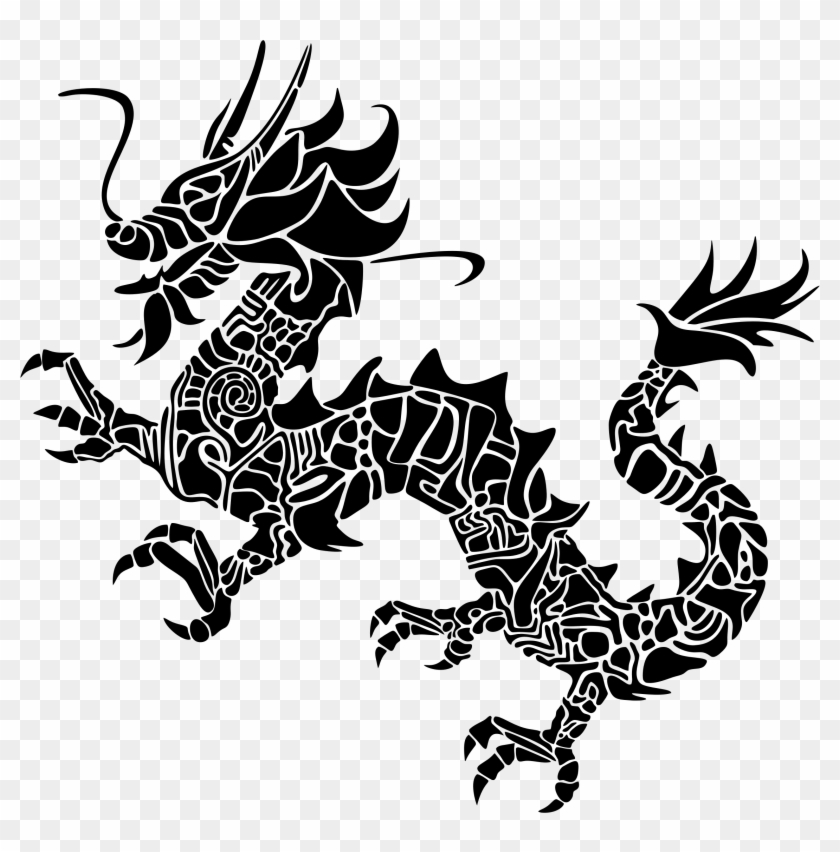 Clipart Tribal Asian Dragon Silhouette - Angry Dragon Silhouette #199653
