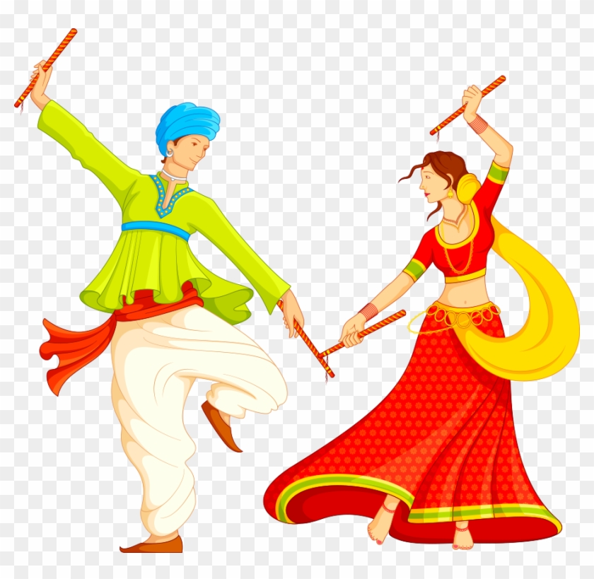 Garba Dandiya Raas Clip Art - Indian Festival Clipart #199857