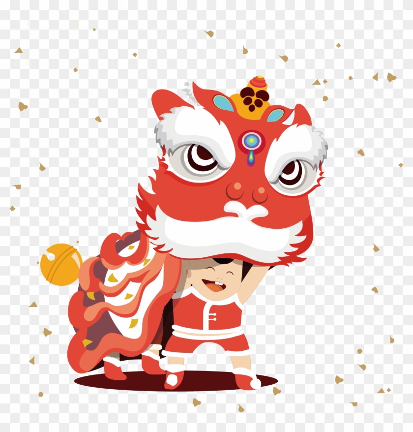 Lion Dance Chinese New Year Tangyuan Lantern Festival - Chinese Lantern Festival Cartoon #199941