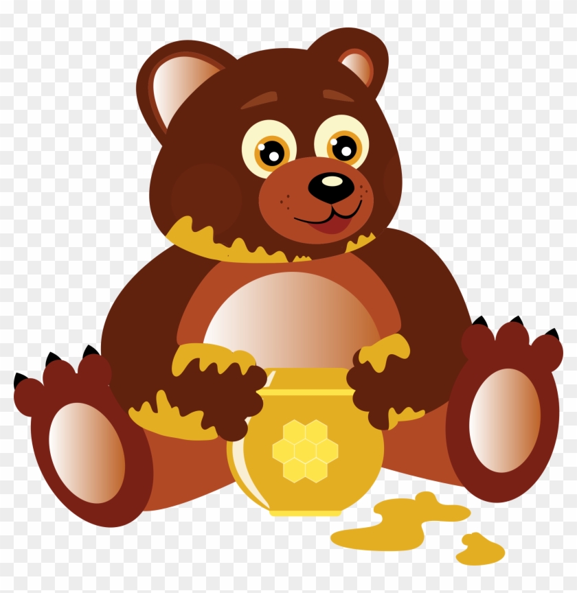 Free To Use Amp Public Domain Bear Clip Art - Cartoon Bear Eating Honey #199955