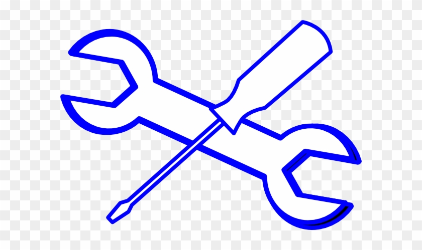 Spanner Screwdriver Blue Outline Png Clip Art - Outline Of A Spanner #200122