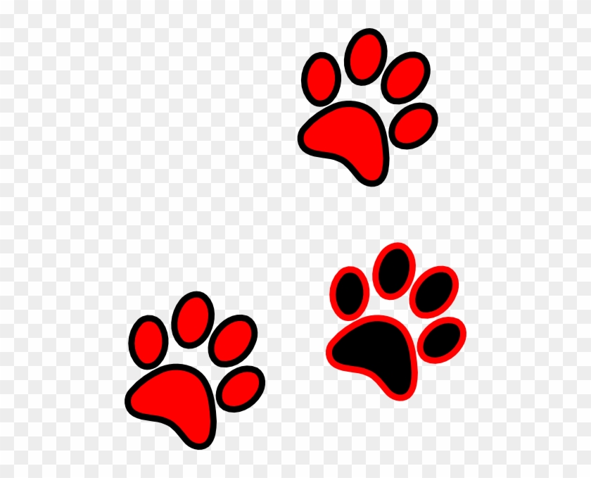 Blue/gold Paw Print Clip Art At Clker - Red And Black Paw Print #200229