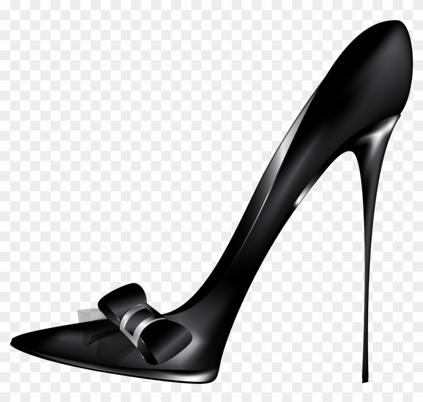 Black High Heels With Bow Png Clip Art - Black High Heel Png #200269