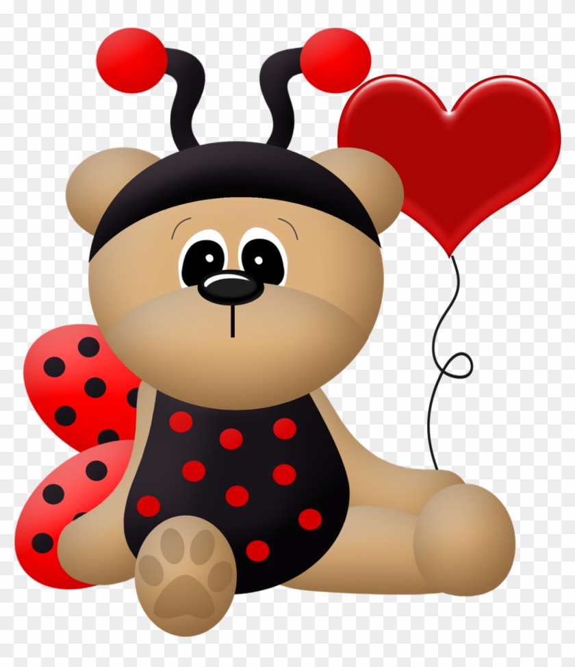 Ladybug Dress Bears Clip Art - Rote Und Schwarze Runder Aufkleber #200443