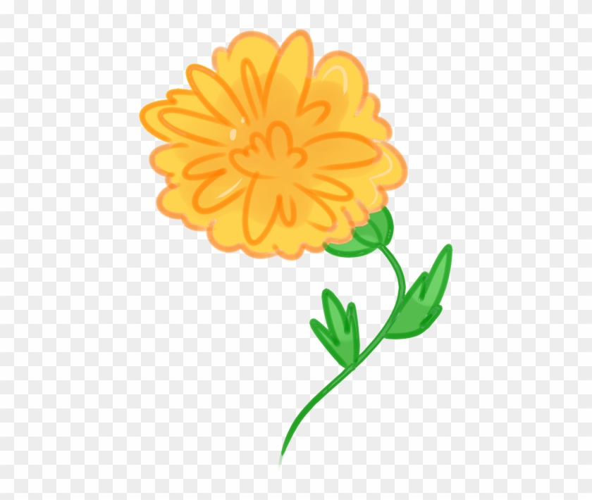 Flower Flowers Tumblr Yellowflower Yellow Ftestickers - Marigold Drawing Png #1227140