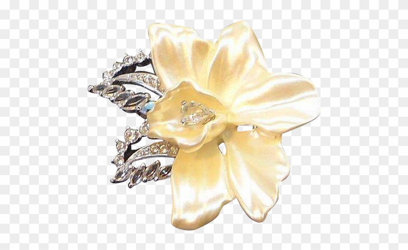 Nolan Miller Dimensional Creamy Orchid Flower Rhinestone - Artificial Flower #1227149