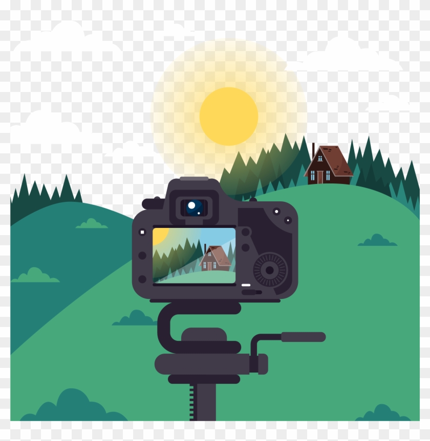Shoot Camera Outskirts Scenery Vector Material - Photography #1227219