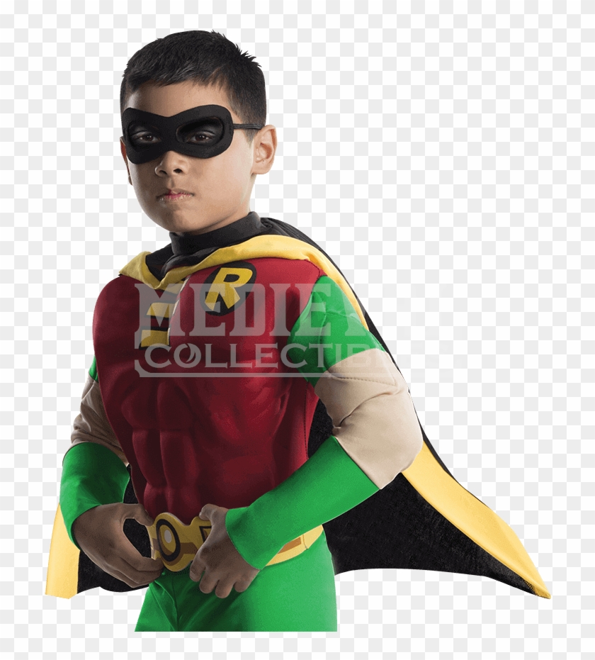 Boys Deluxe Teen Titans Robin Muscle Costume - Disfraces Para Niños De 8 Años #1228331