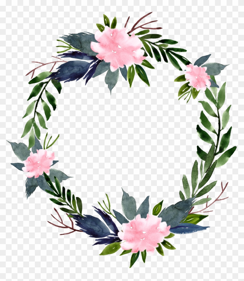 Flower Wreath Clip Art - Round Flower Frame Png #1228344