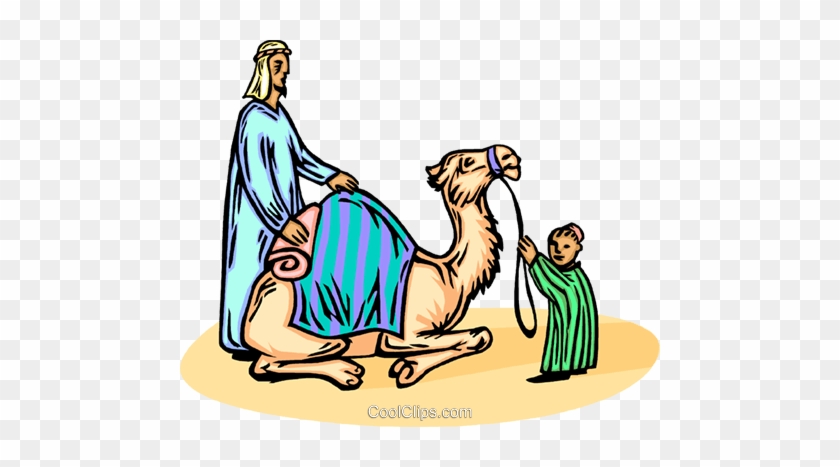 Man With His Child And A Camel Royalty Free Vector - Arabian Camel #1228534