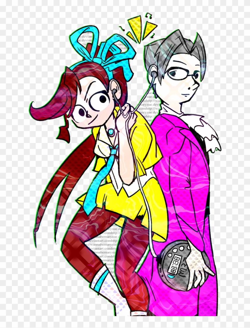 Ace Attorney Athena Cykes And Miles Edgeworth By Wannabemarysue - Cartoon #1228587