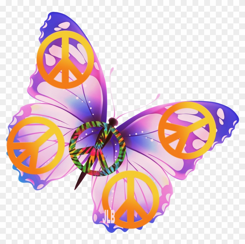Set Hippie Wallpaper Funny Butterflies Colorful Stock - Transparent Background Butterfly Clipart #1228843