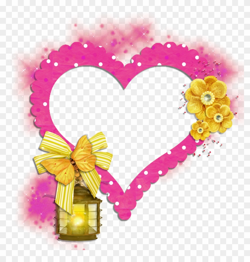 Pin Heart Butterfly Clipart - Pink Heart Frame Png #1228849