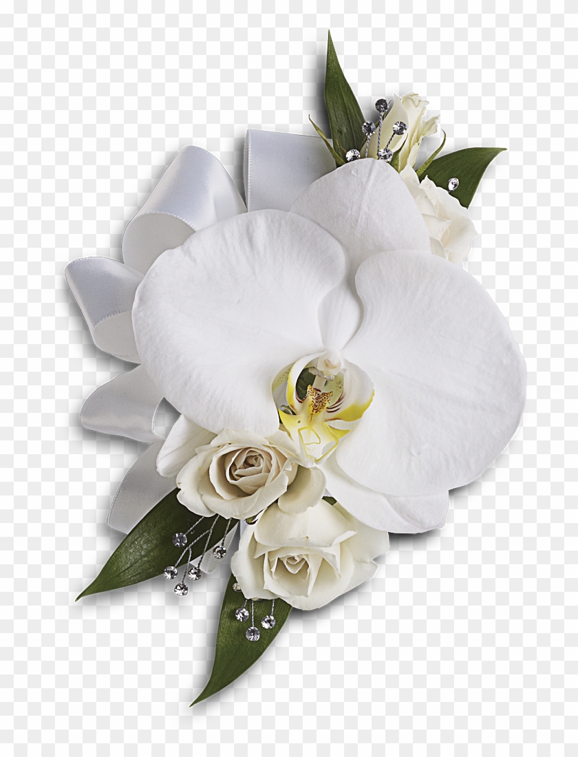 Bridesmaid And Wedding Party Flowers - White Orchid And Rose Corsage #1228939