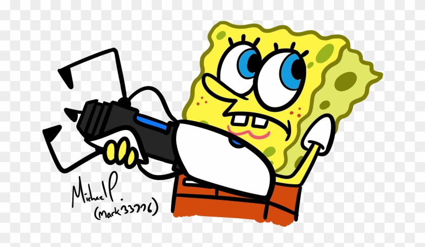 Spongebob With A Portal Gun By Mark33776 - Spongebob With A Portal Gun #1228967