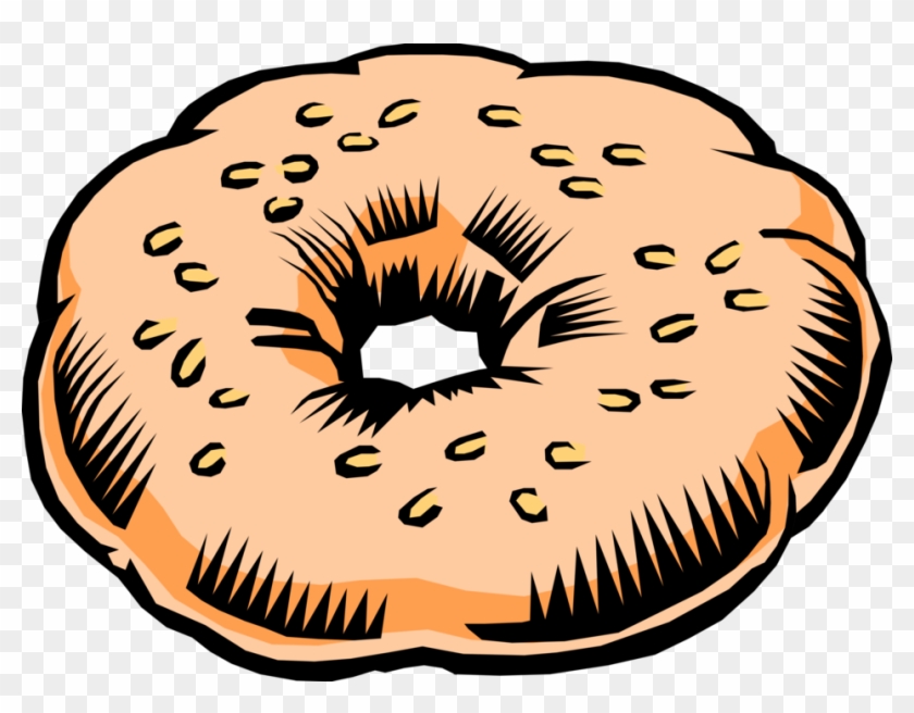 Vector Illustration Of Baked Leavened, Doughnut-shaped - Bagel Clip Art #1229337
