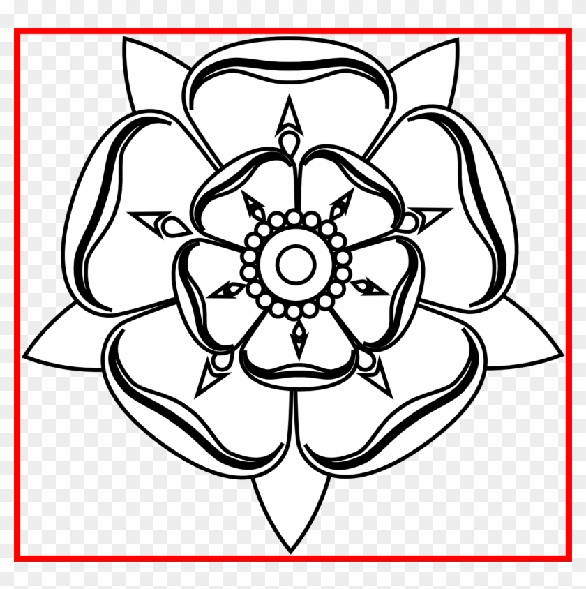 Amazing Rose Black And White Outline Floral Victorian - Tudor Rose Colouring Page #1229444