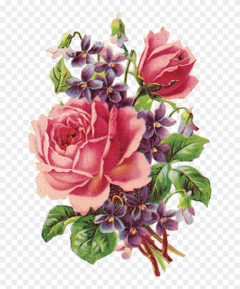 Paper Flower Rose Vintage Clothing Clip Art - Roses And Violets Clipart #1229496