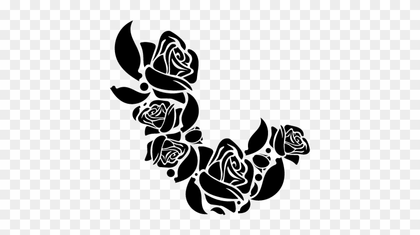 Black Silhouette Outline Rose Isolated On White Stock - Rose Png Black And White #1229631