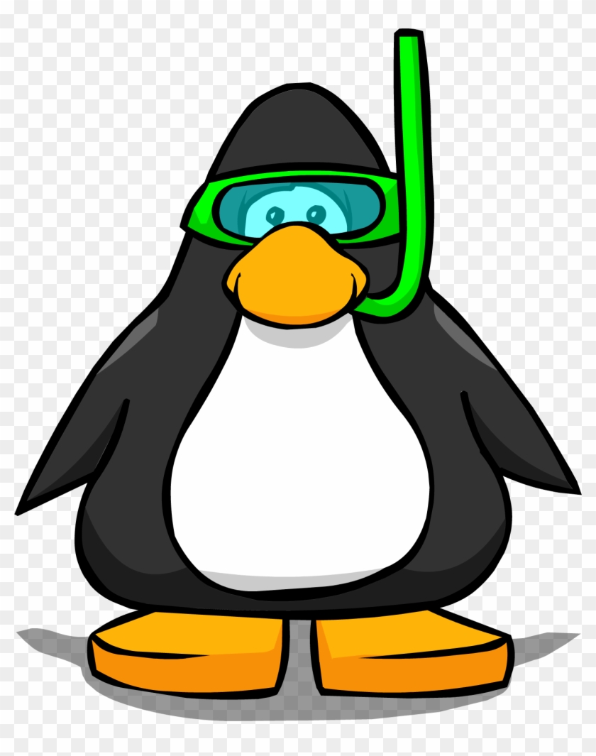 Green Snorkel On A Player Card - Club Penguin With Hat #1230138